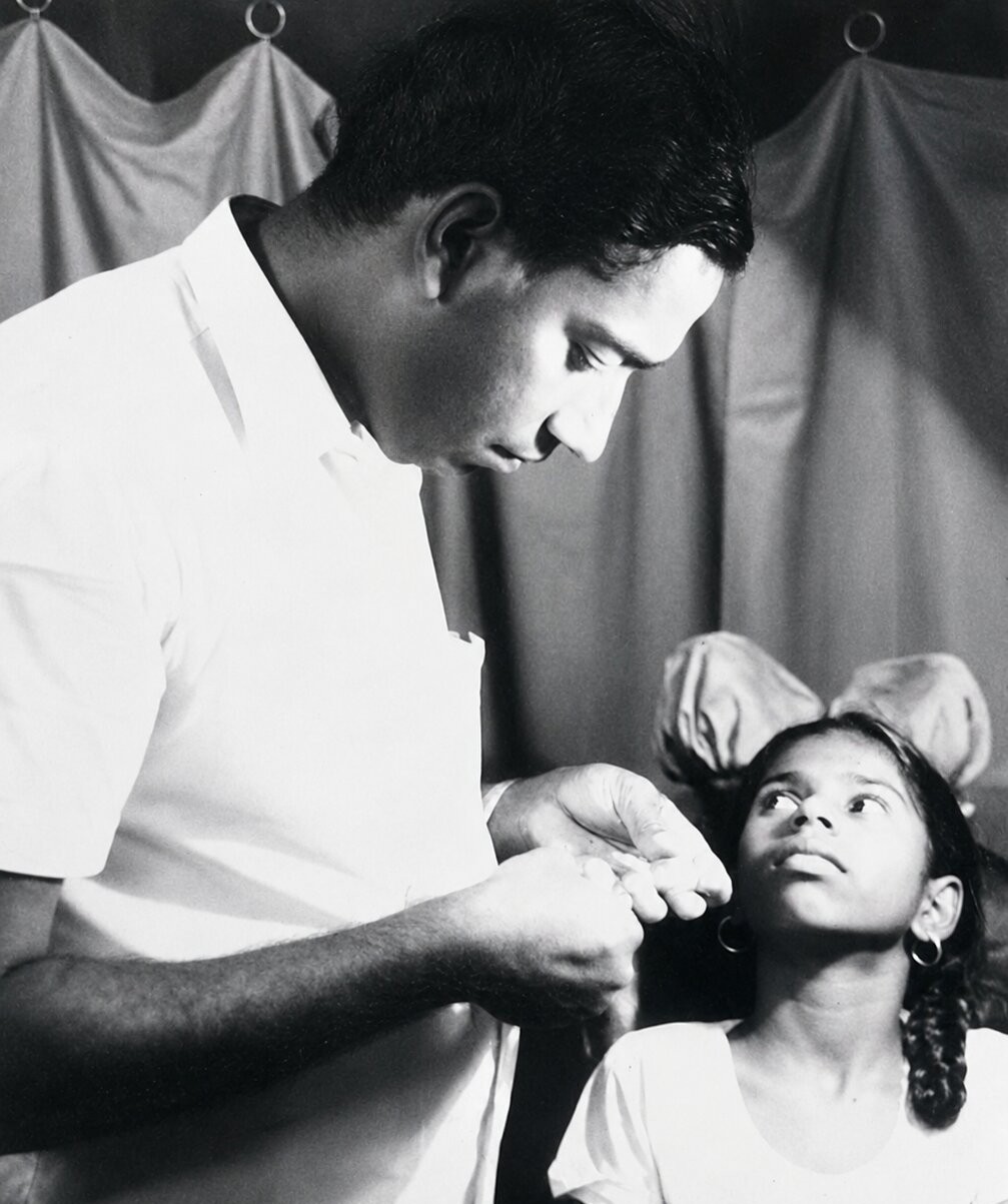 Archival photograph from Dr. Rajendran's early years of clinical practice