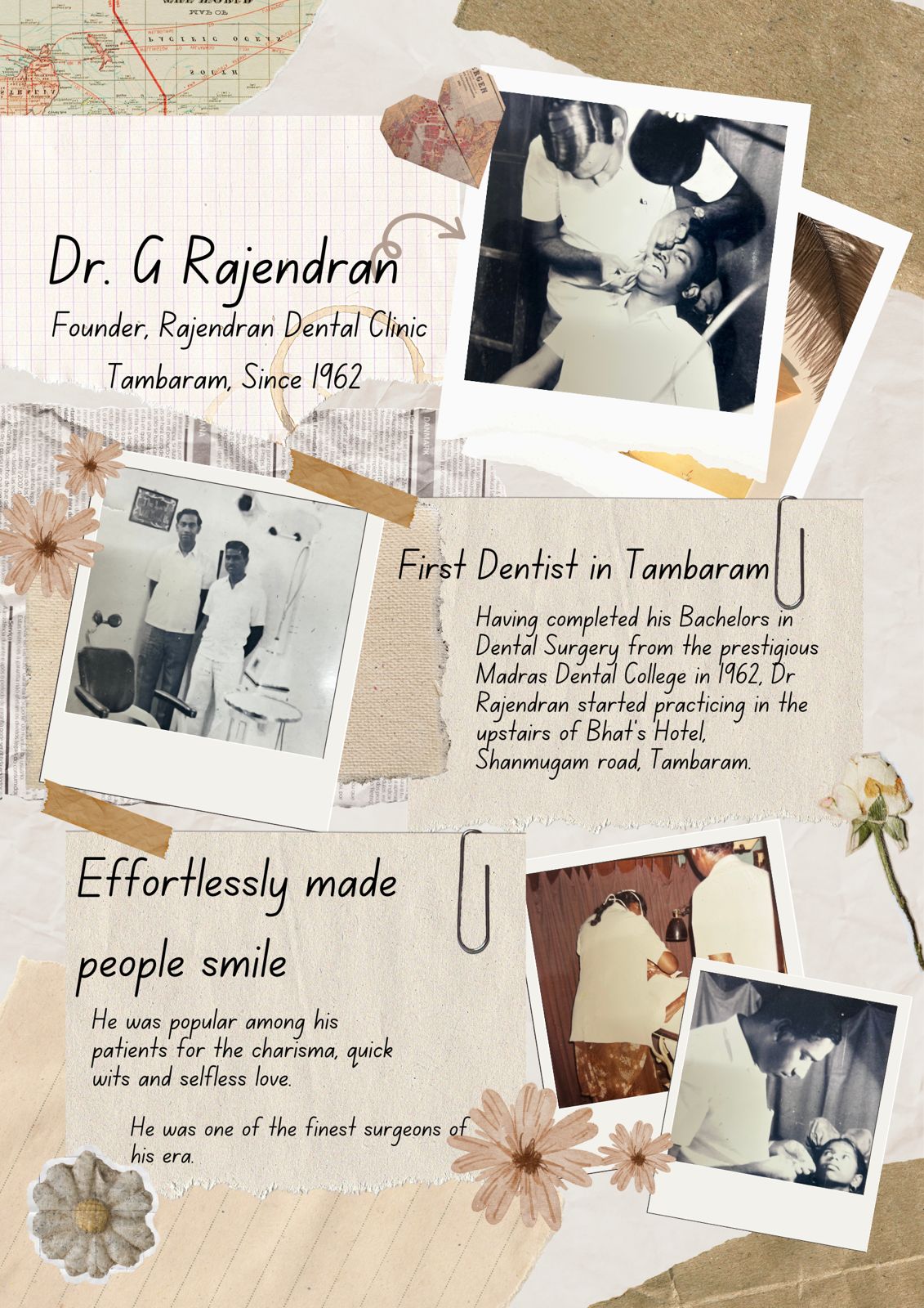 Dr. Rajendran — a portrait documenting his clinical journey and decades of service